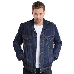 Levis Denim Jean Trucker Jacket Men's Size M Dark Rinse Streetwear Biker NWT